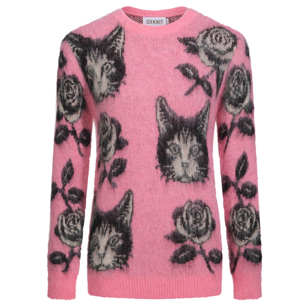 Women's pink kitten cute jacquard knitwear – OXKnit