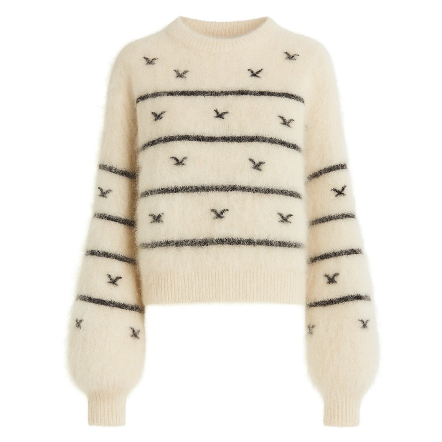 Women's retro striped seagull knitwear - Cropped length