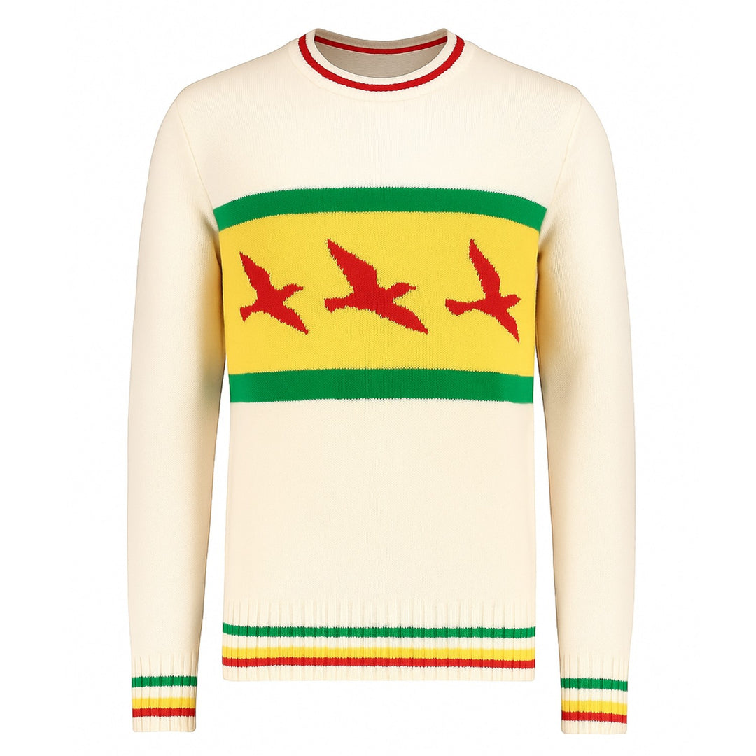 Men's white apricot animal striped knitted sweater