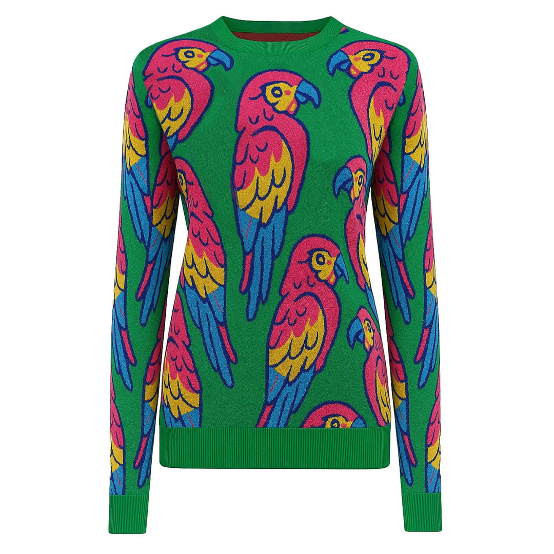 Malhas jacquard papagaio verde feminino