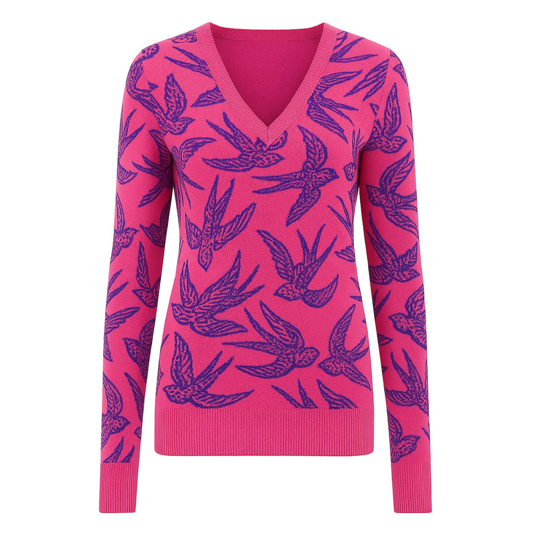 Γυναικεία ρετρό πλεκτά με θέμα το πουλί