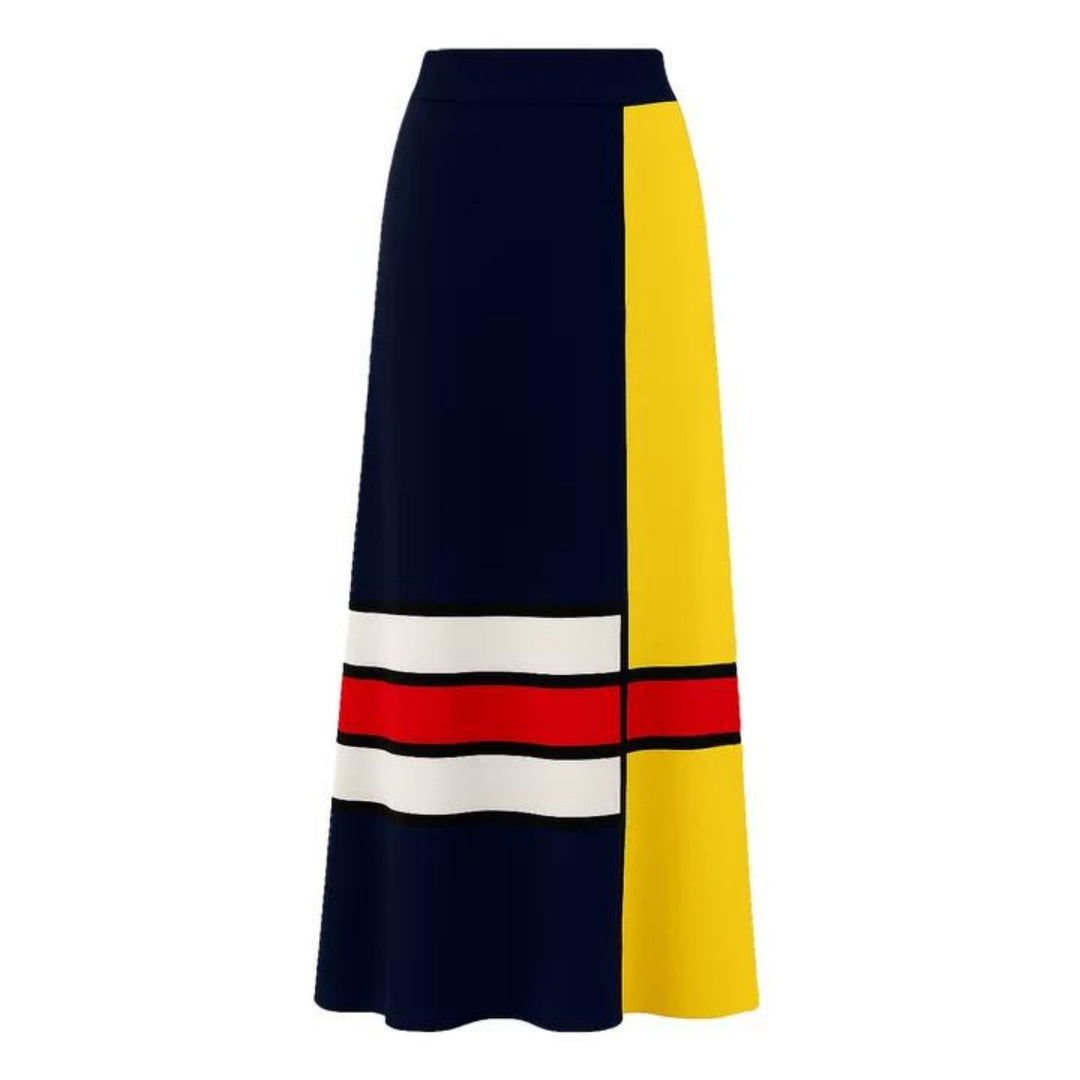 Women's dark blue striped vintage knit dress