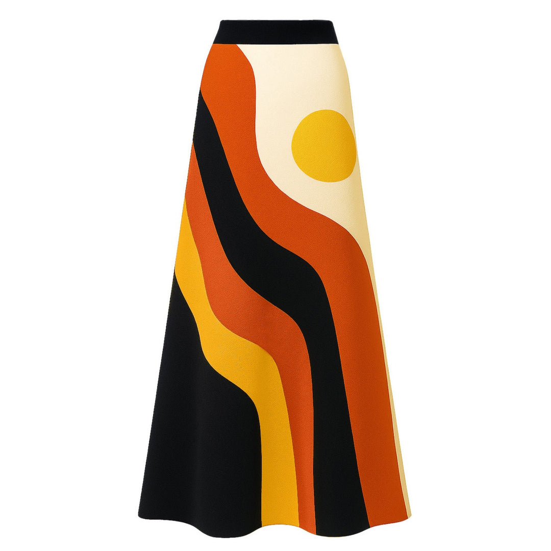 Lady's black vintage striped knitted dress