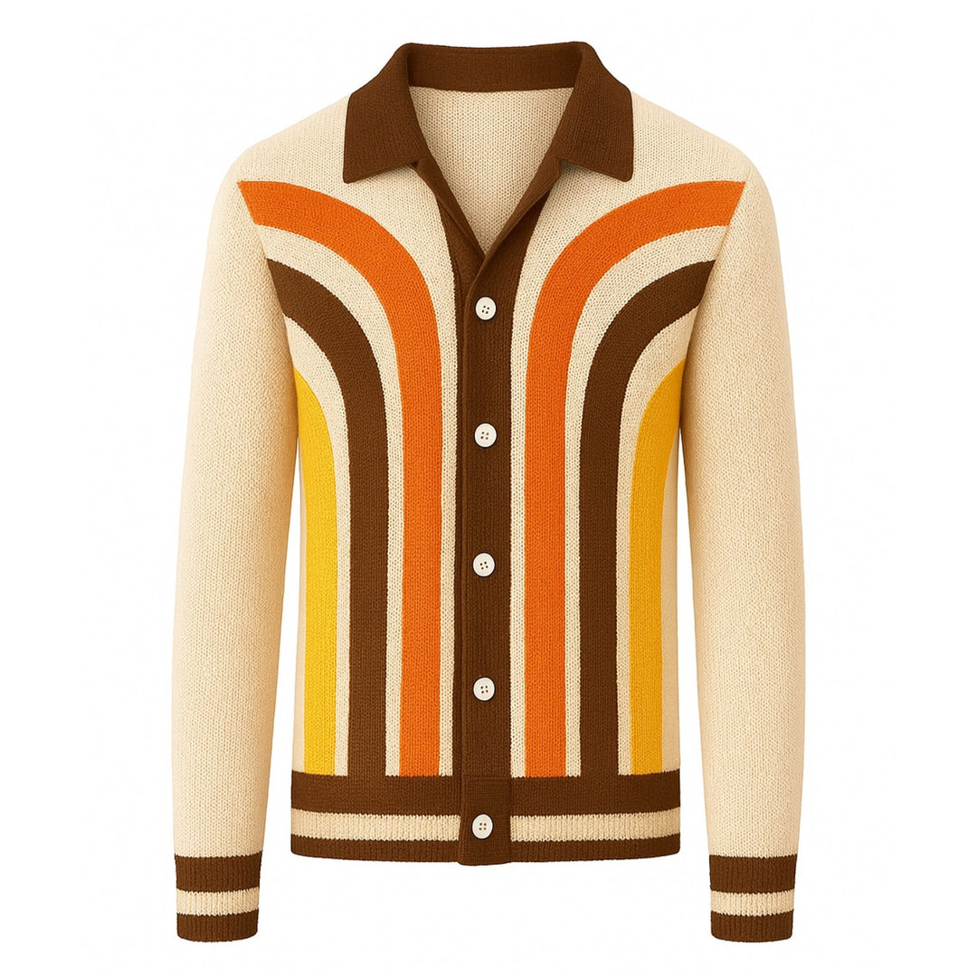 Herren-Cardigan aus mehrfarbigem Kunststreifen-Jacquard