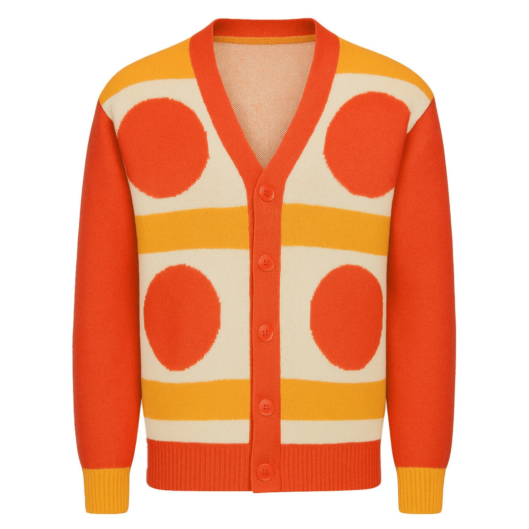 Orangefarbener Art Design-Jacquard-Pullovermantel für Herren