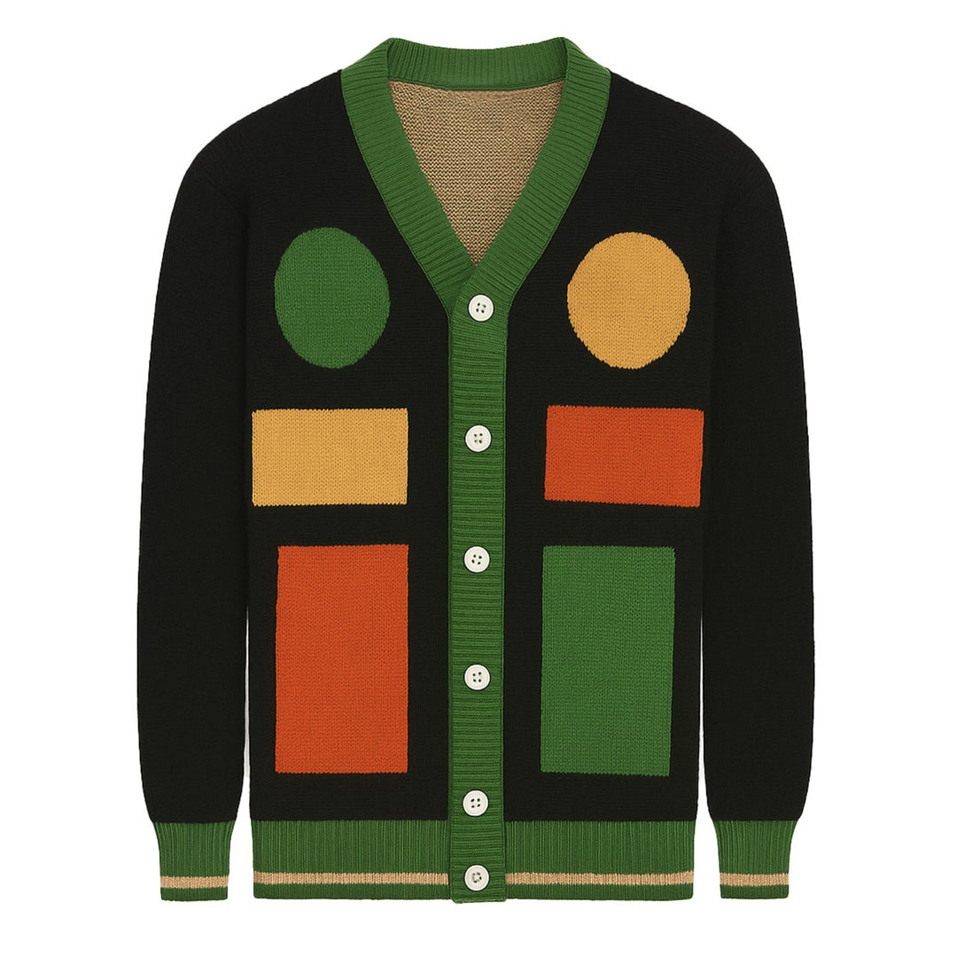 Svart konstgrafisk jacquardtröja för män