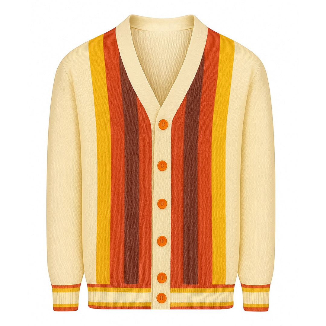 Mehrfarbig gestreifter Jacquard-Pullovermantel für Herren