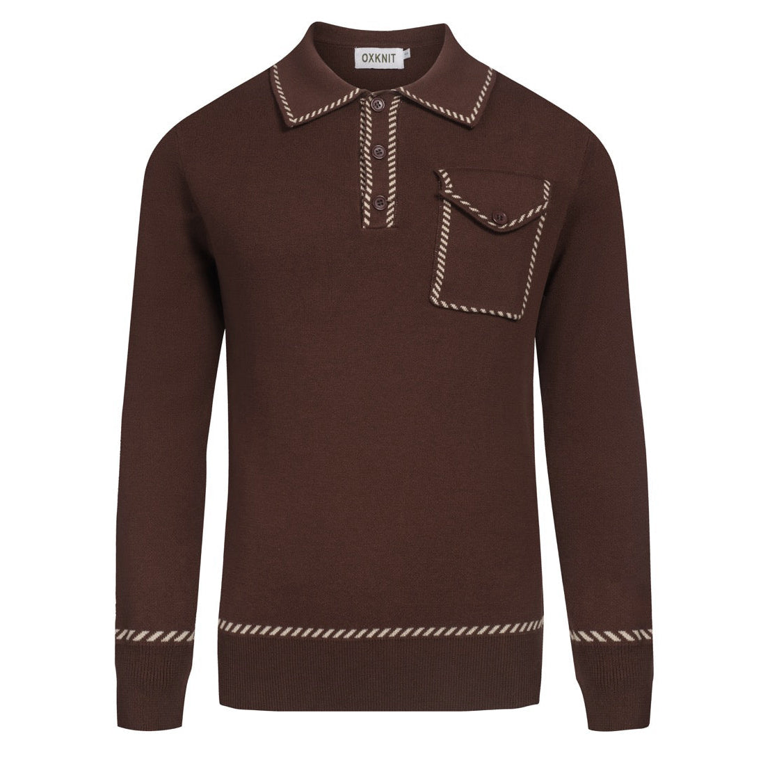 Men's Brown Classic Plaid Knitted Polo Shirt – OXKnit