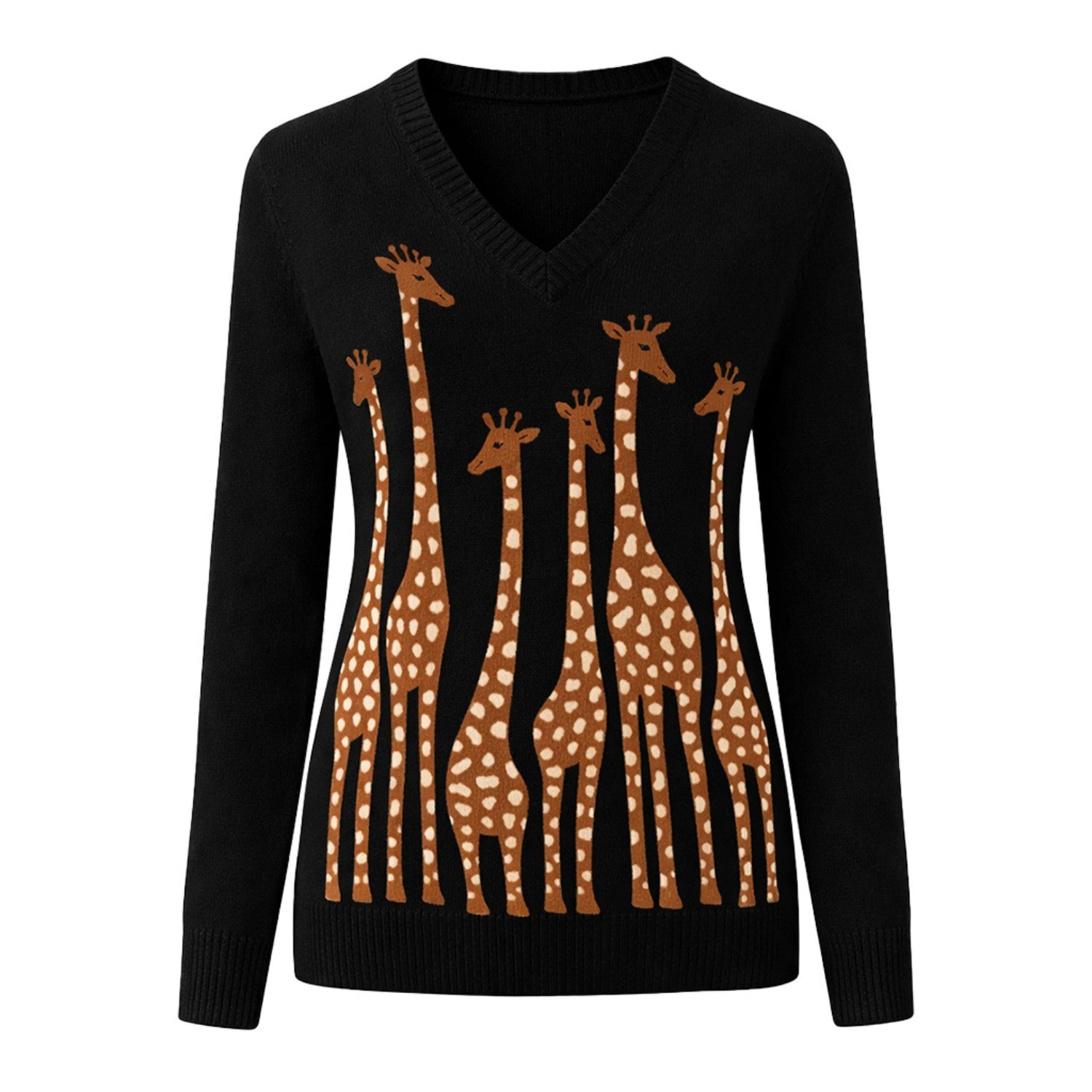 Women's black vintage giraffe jacquard knitwear – OXKnit