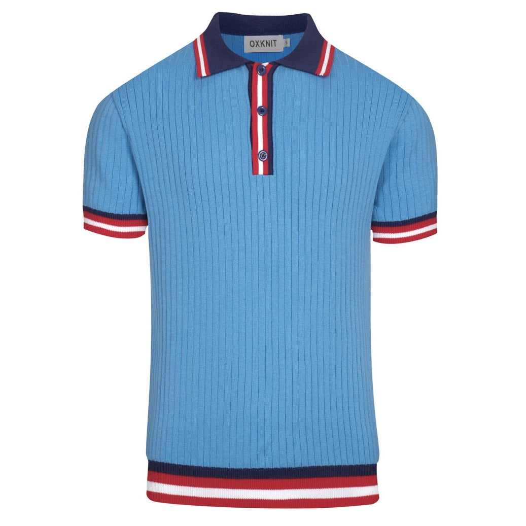 Men's blue pit bar vintage 60's knitted polo – OXKnit