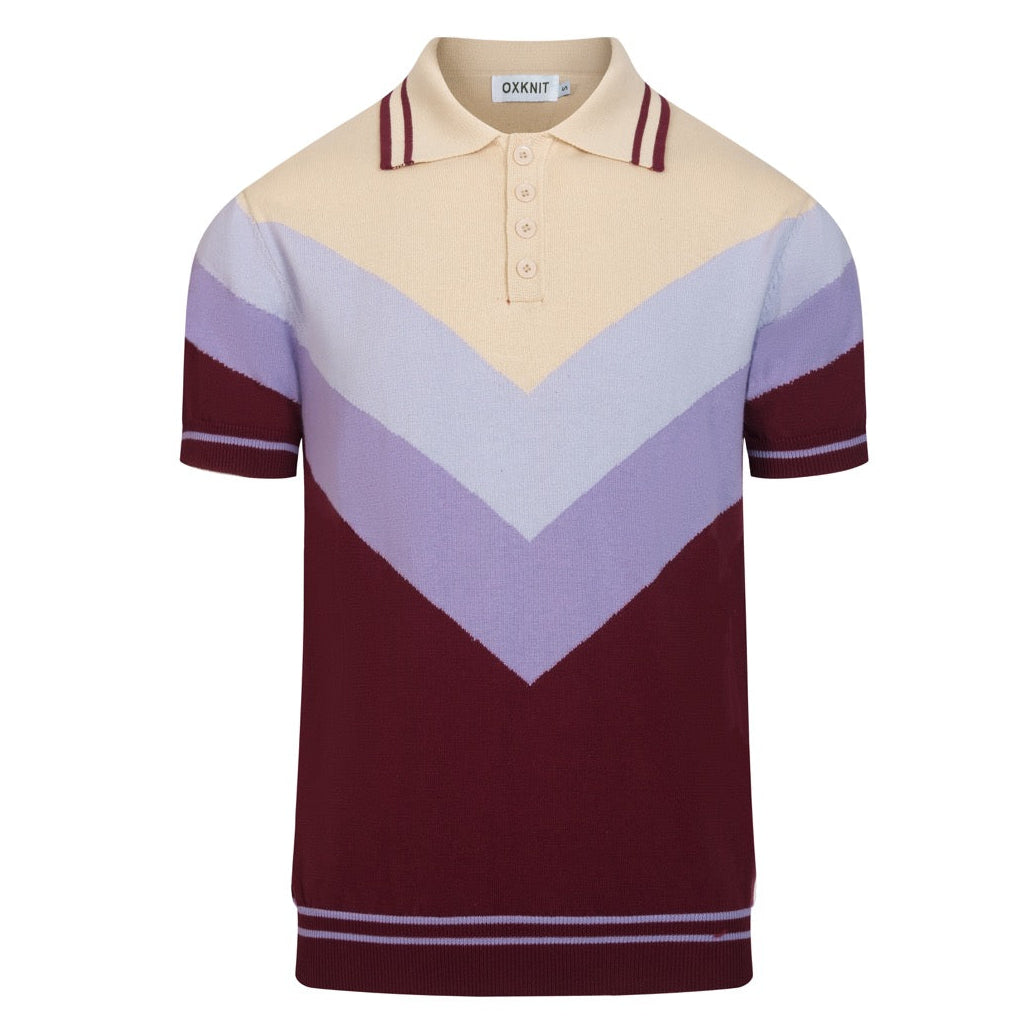 Men's 70s Casual Creative Color-Block Knit Polo T-Shirt – OXKnit