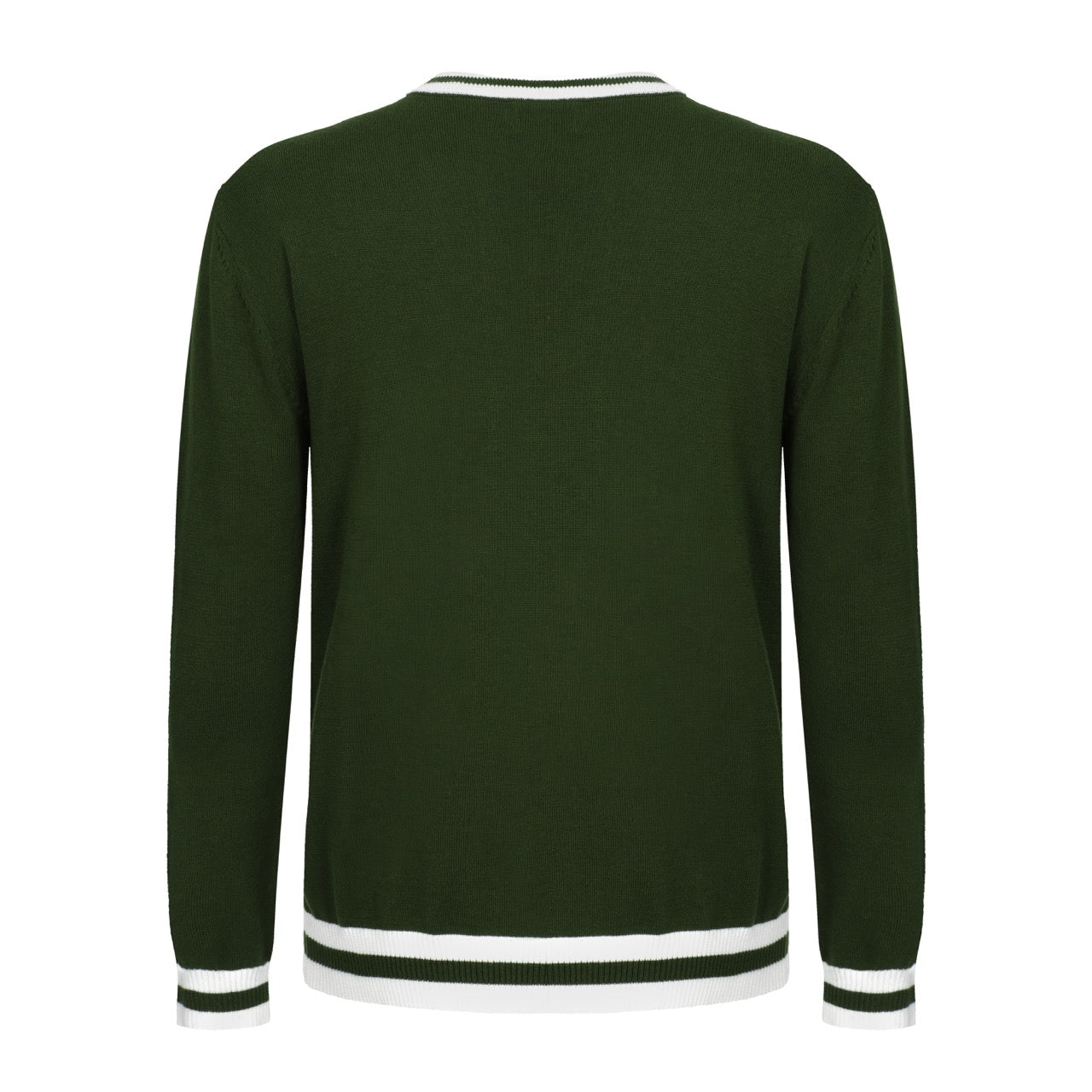 OXKNIT Men Vintage Clothing 1960s Mod Style Casual Army Green Knit Long Sleeve Solid Retro Tshirt