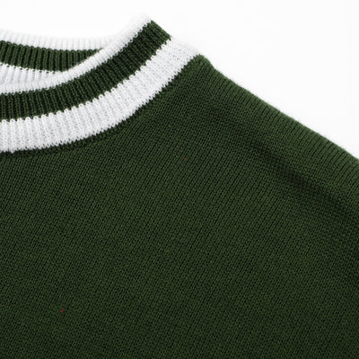OXKNIT Men Vintage Clothing 1960s Mod Style Casual Army Green Knit Long Sleeve Solid Retro Tshirt
