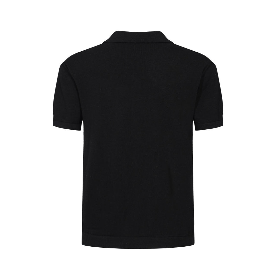 OXKNIT Men Vintage Clothing 1960s Mod Style Casual Black-Gray Stripe Knit Retro Polo