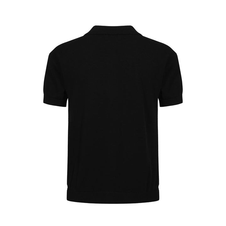 OXKNIT Men Vintage Clothing 1960s Mod Style Casual Black Classic Button Knit Retro Polo