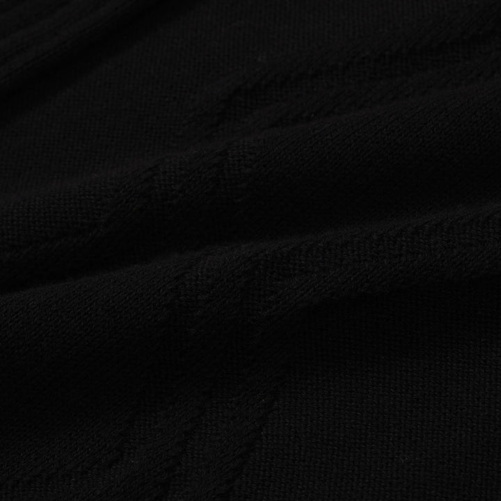 OXKNIT Men Vintage Clothing 1960s Mod Style Casual Black Knit Retro Polo