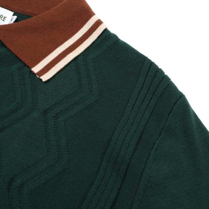 OXKNIT Men Vintage Clothing 1960s Mod Style Green & Red Brown Retro Polo Knitted Wear