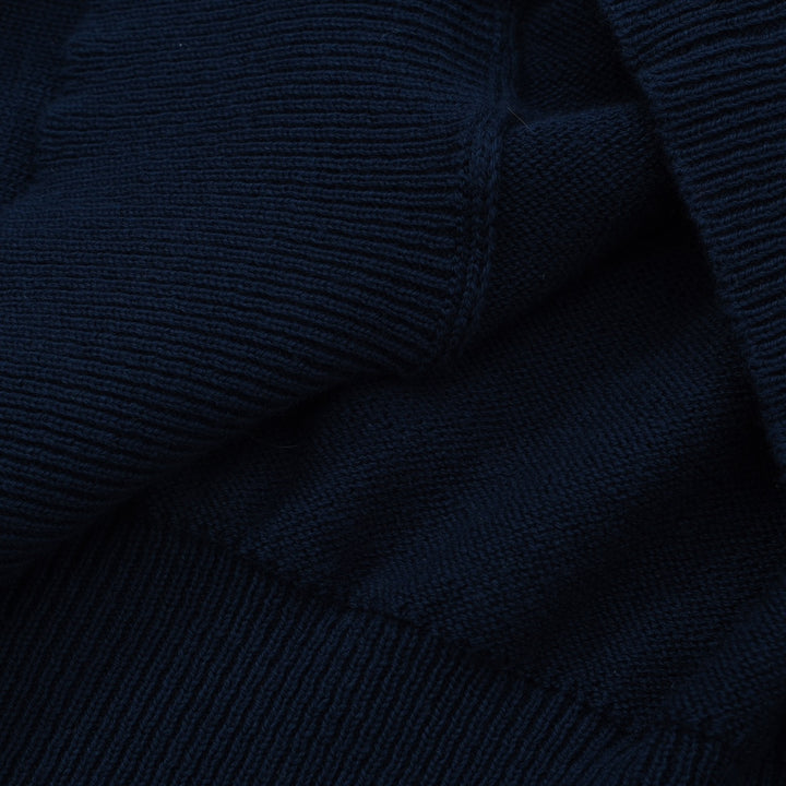 OXKNIT Men Vintage Clothing 1960s Mod Style Racing Stripe Dark Blue Knit Zip Retro Cardigan