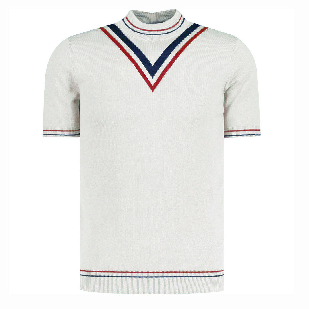Men's White Round Neck Knitted T-Shirt