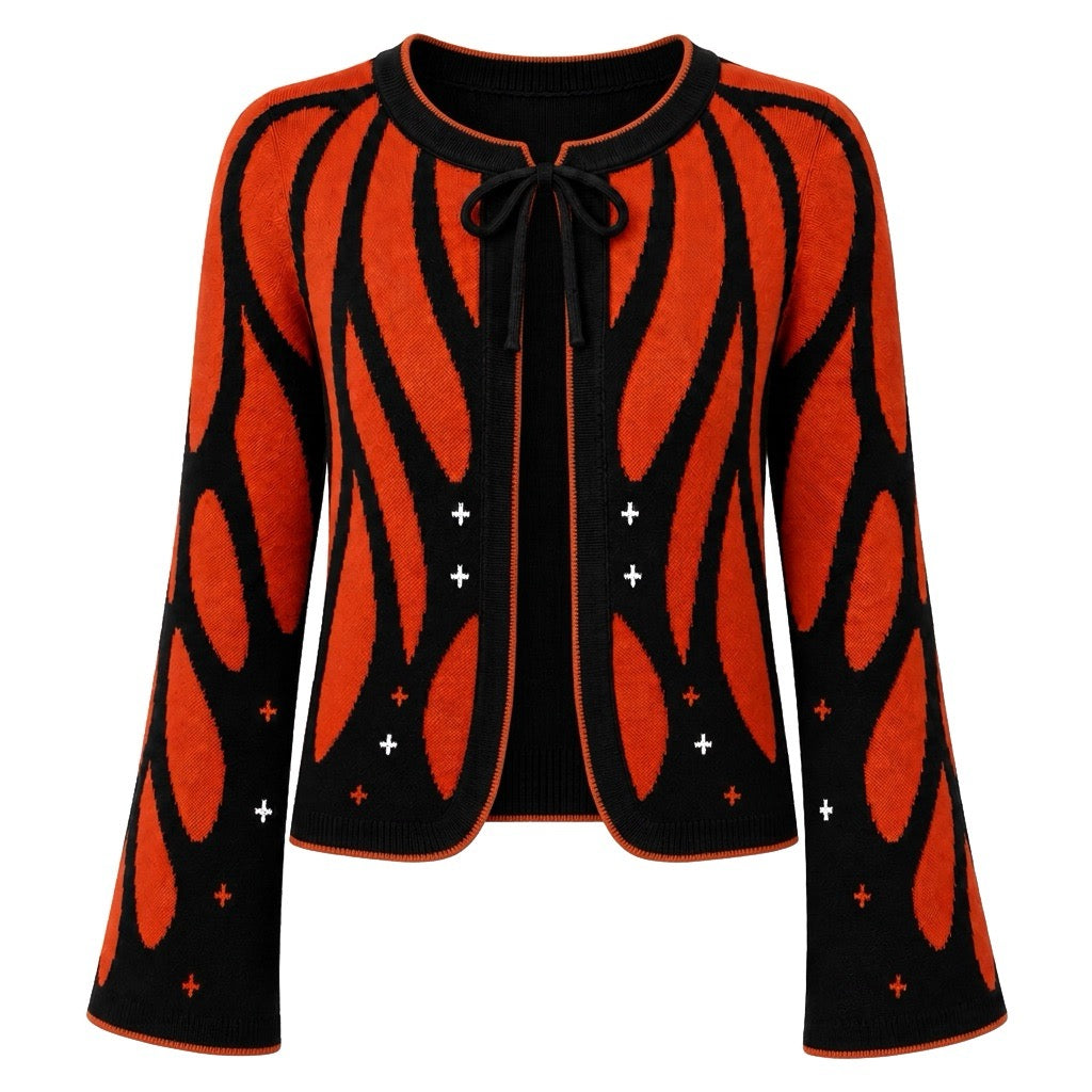 Women's 70s Mod Art Knit Cardigan - Cropped Length – OXKnit