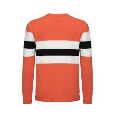 Men's Chest Lines Long Sleeve Orange Sweater