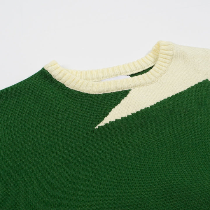 Suéter de punto de estrella retro para hombres - bosque verde