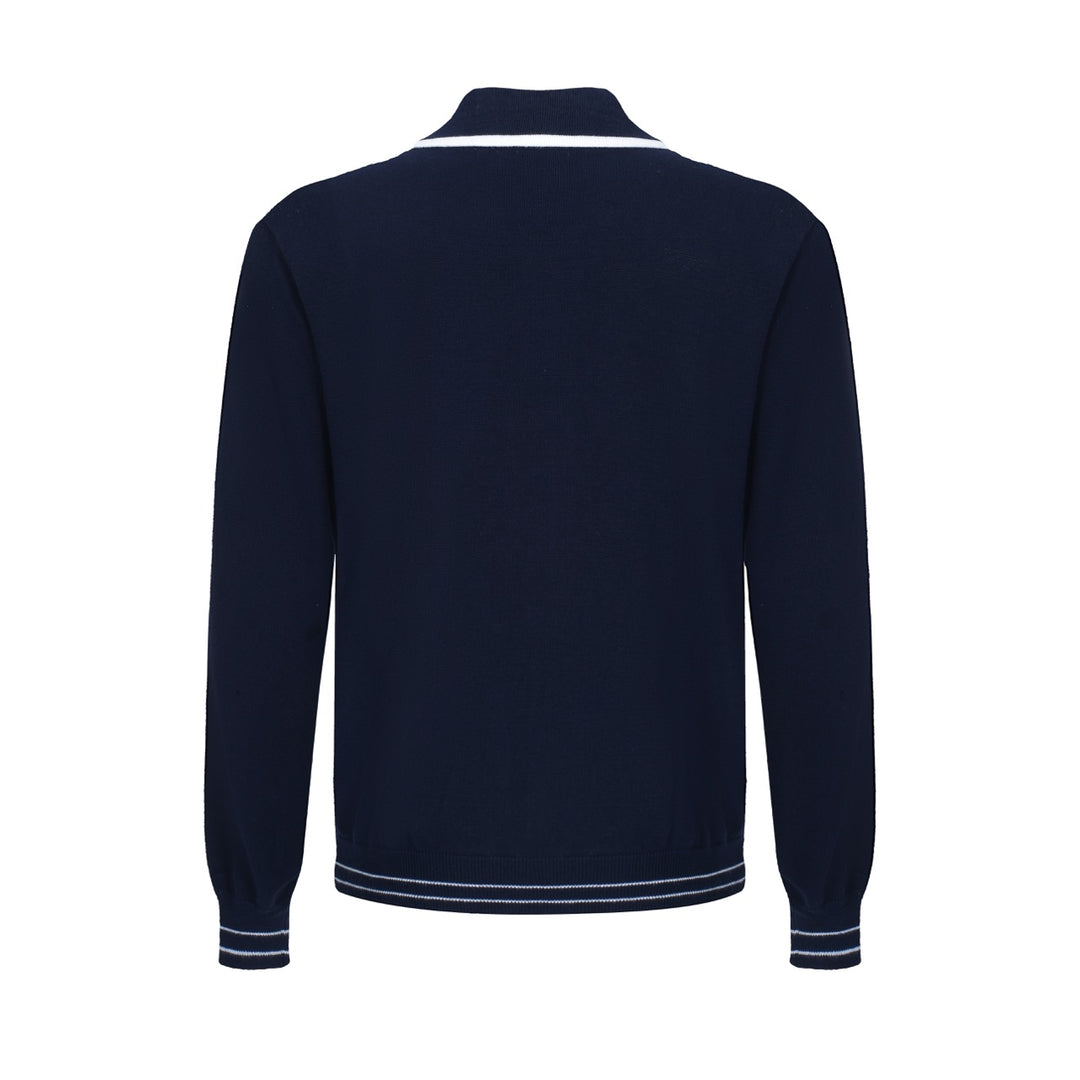 Veste Mod Zip-Up pour hommes des années 60 – Marine avec bordure blanche