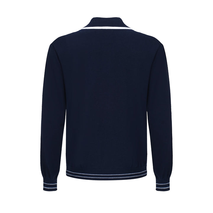 Men’s 60s Zip-Up Mod Jacket – Navy with White Trim