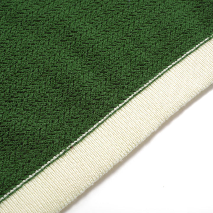 Herr 60s Mod Open Collar Polo – Grön med krämkant
