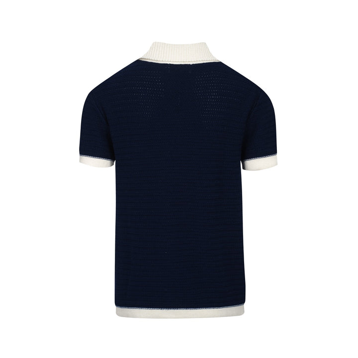 Polo de cuello abierto de los años 60 de los años 60 para hombres - Mod Knit in Cream Tiber
