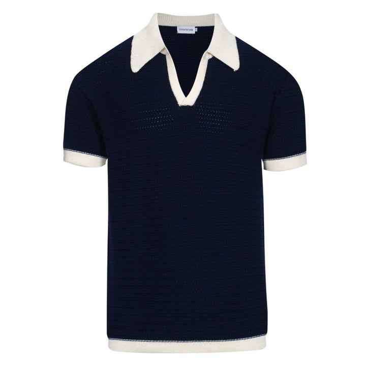 Polo de cuello abierto de los años 60 de los años 60 para hombres - Mod Knit in Cream Tiber