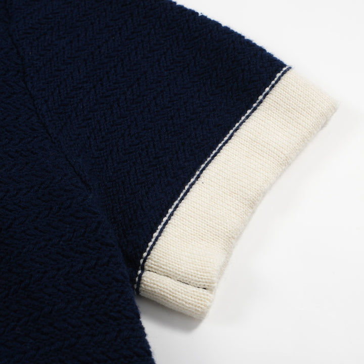 Polo de cuello abierto de los años 60 de los años 60 para hombres - Mod Knit in Cream Tiber