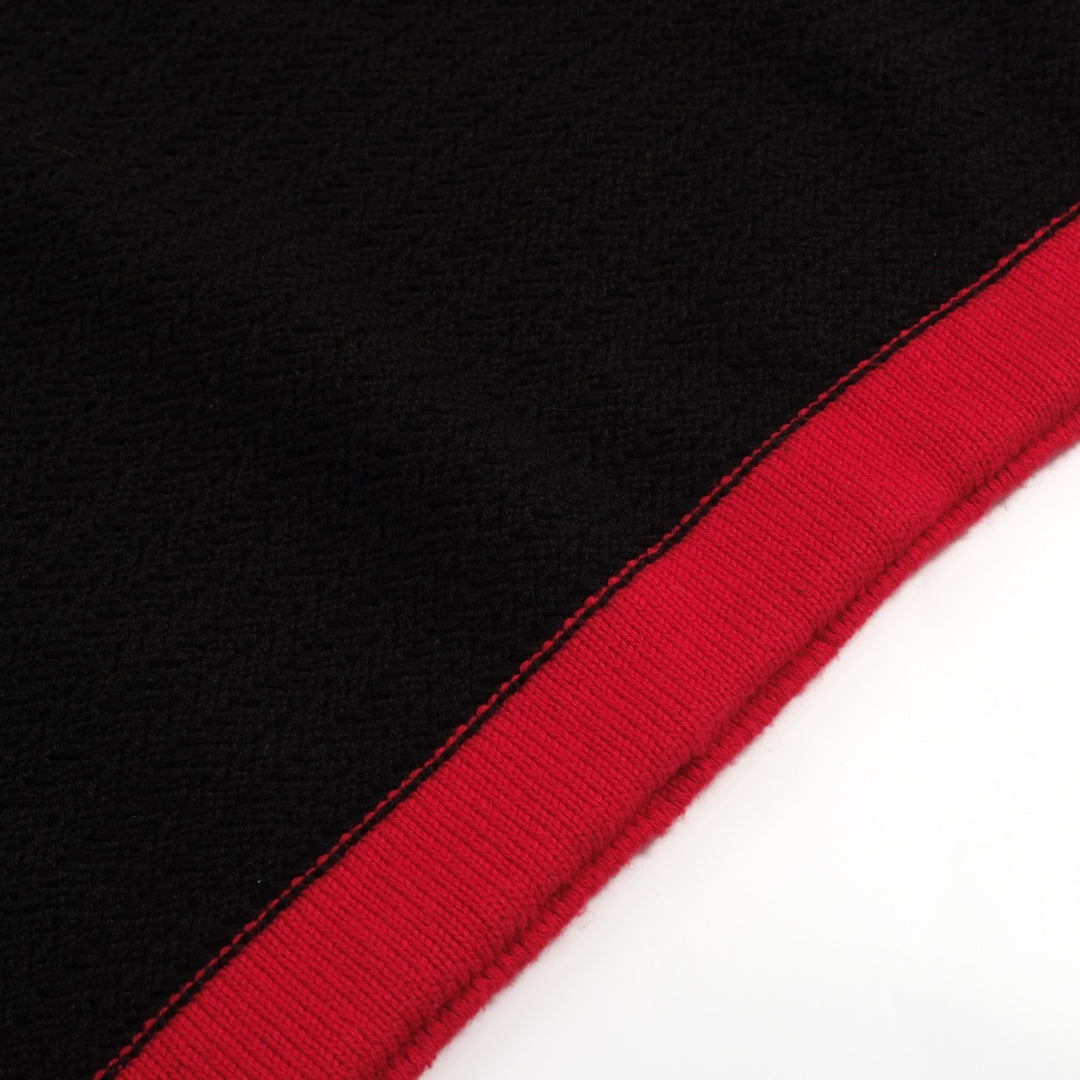 Polo en tricot rétro noir des années 70 pour hommes – Chemise à col en V contrastée rouge