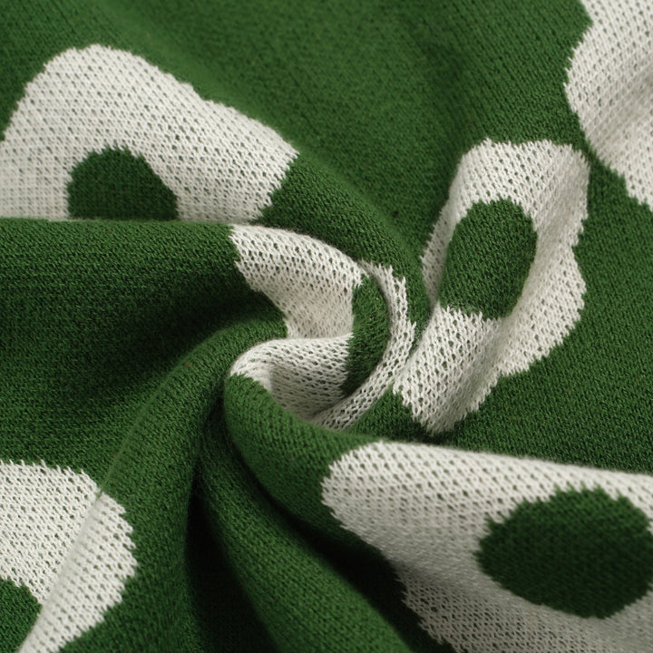 Polo masculino de malha floral verde Mod dos anos 60 – camisa retrô com botões