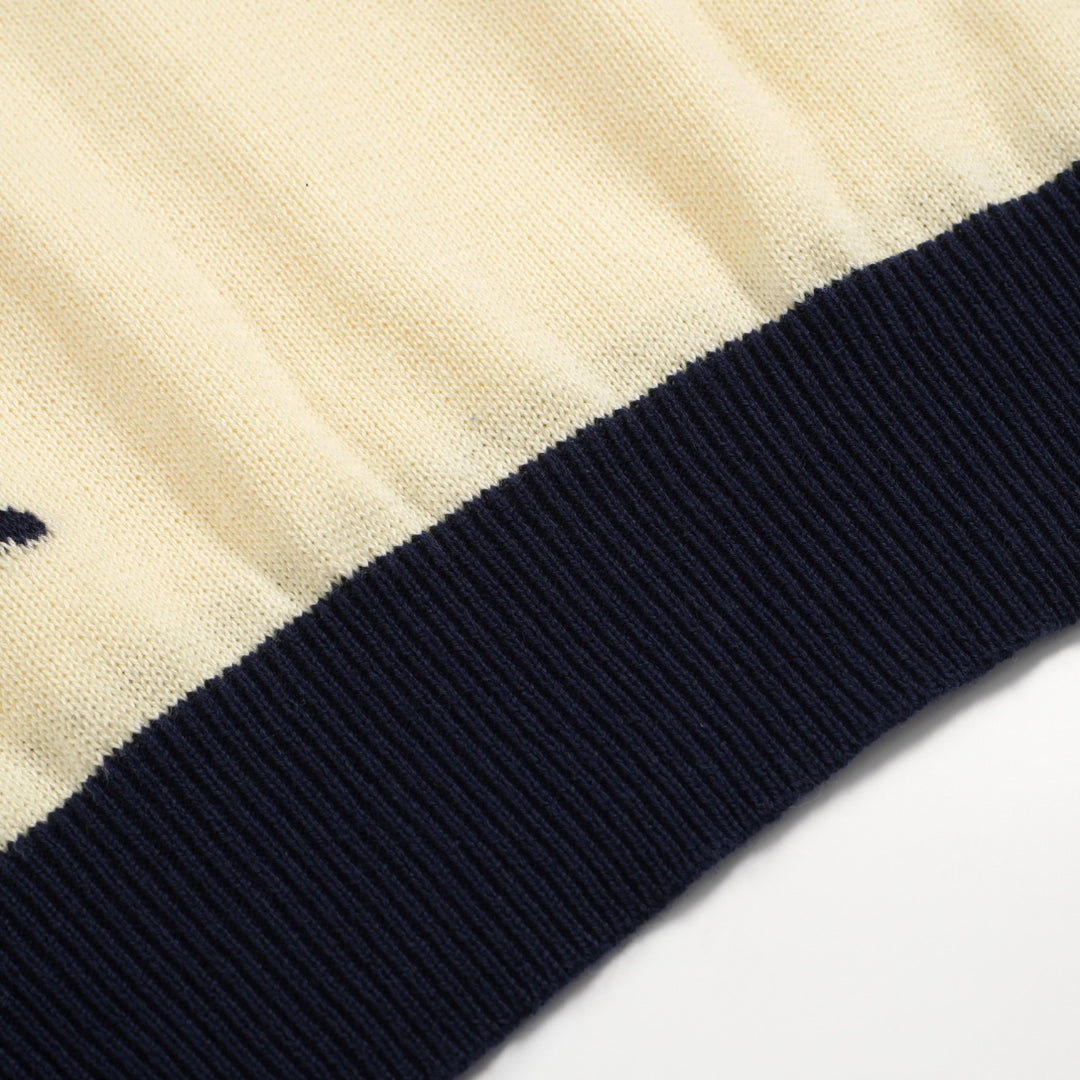 Polo da uomo in maglia con stampa a stelle anni '60 - Blu navy & Stile retrò mod color crema