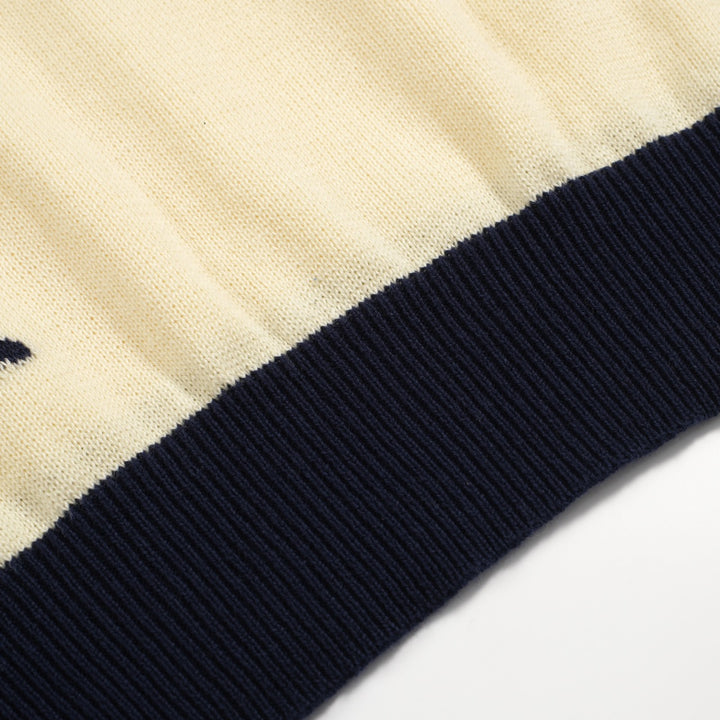Polo da uomo in maglia con stampa a stelle anni '60 - Blu navy & Stile retrò mod color crema