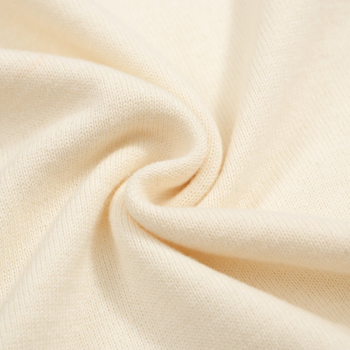 Men’s Vintage 1970s Knit Polo Shirt – Retro Cream with Rainbow Stripes and Burgundy Trim