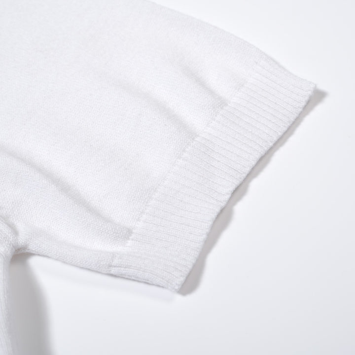 Men's 1970 Retro Graphic Knit Tee – White with Racing Stripes
