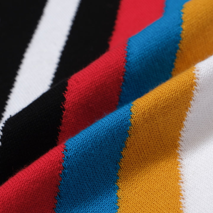 Men's 1970 Retro Graphic Knit Tee – White with Racing Stripes