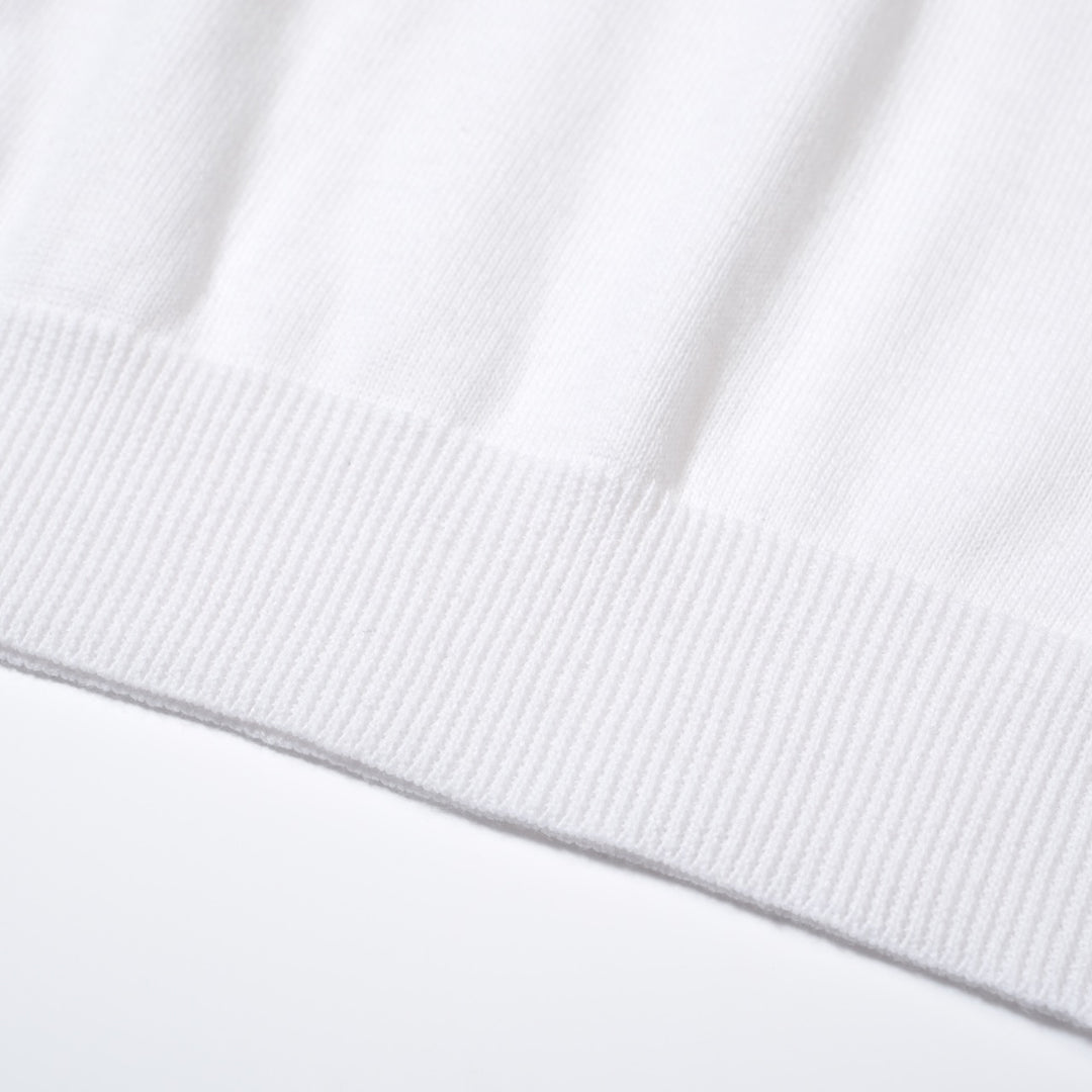 Men's 1970 Retro Graphic Knit Tee – White with Racing Stripes