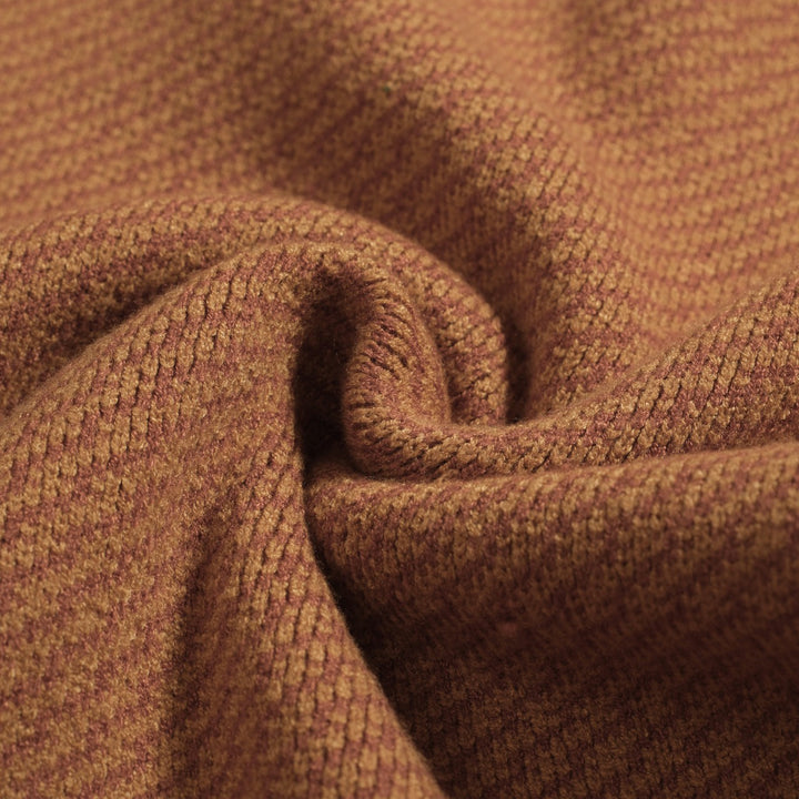 Men’s 60s Chevron Knit Cardigan – Brown & Rust Button-Up V-Neck