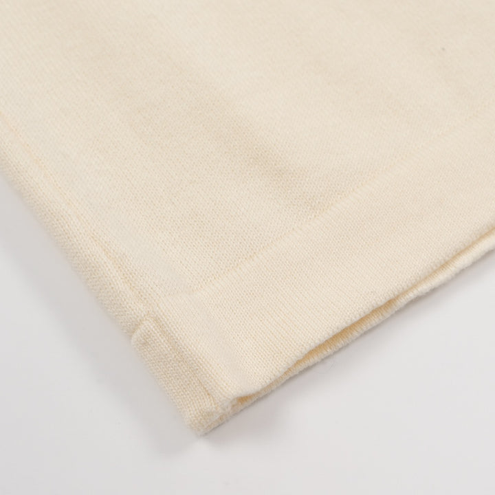 Men’s Vintage 1970s Knit Polo Shirt – Retro Cream with Sunset Stripe Design