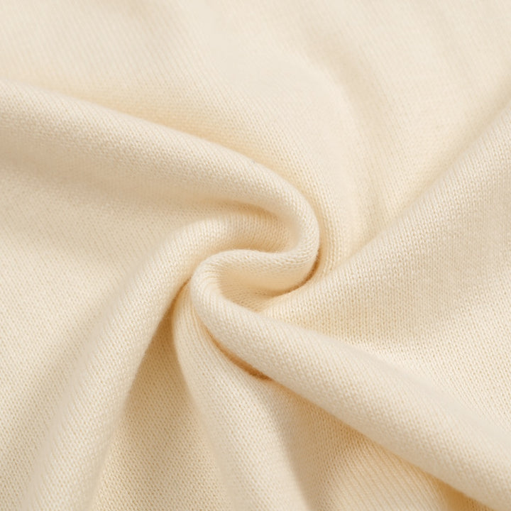 Men’s Vintage 1970s Knit Polo Shirt – Retro Cream with Sunset Stripe Design