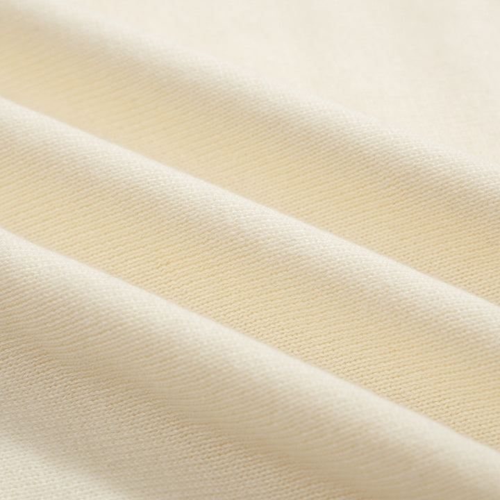 Men’s Vintage 1970s Knit Polo Shirt – Retro Cream with Red, Black & Blue Arrow Graphic