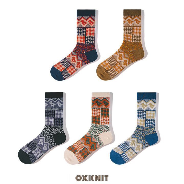 Chaussettes à rayures audacieuses de style ethnique rétro pour hommes