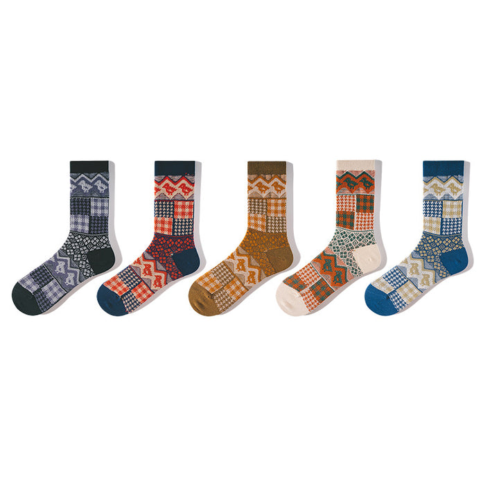 Chaussettes à rayures audacieuses de style ethnique rétro pour hommes