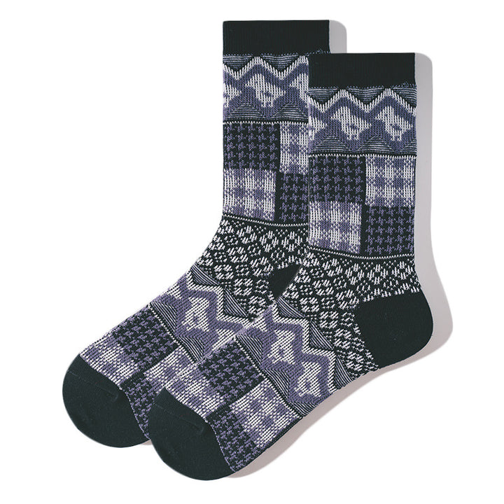 Chaussettes à rayures audacieuses de style ethnique rétro pour hommes