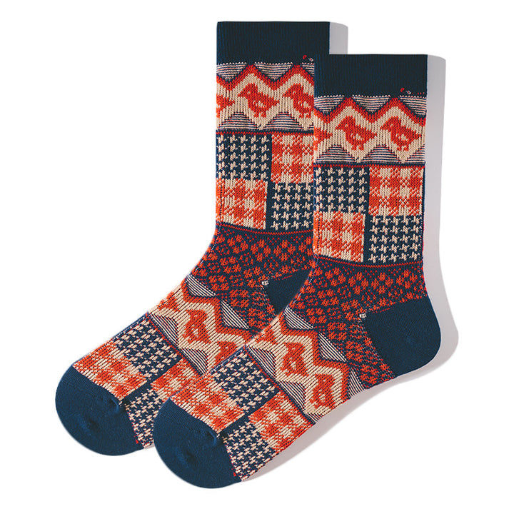Chaussettes à rayures audacieuses de style ethnique rétro pour hommes