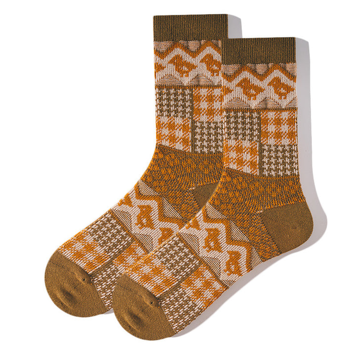 Chaussettes à rayures audacieuses de style ethnique rétro pour hommes