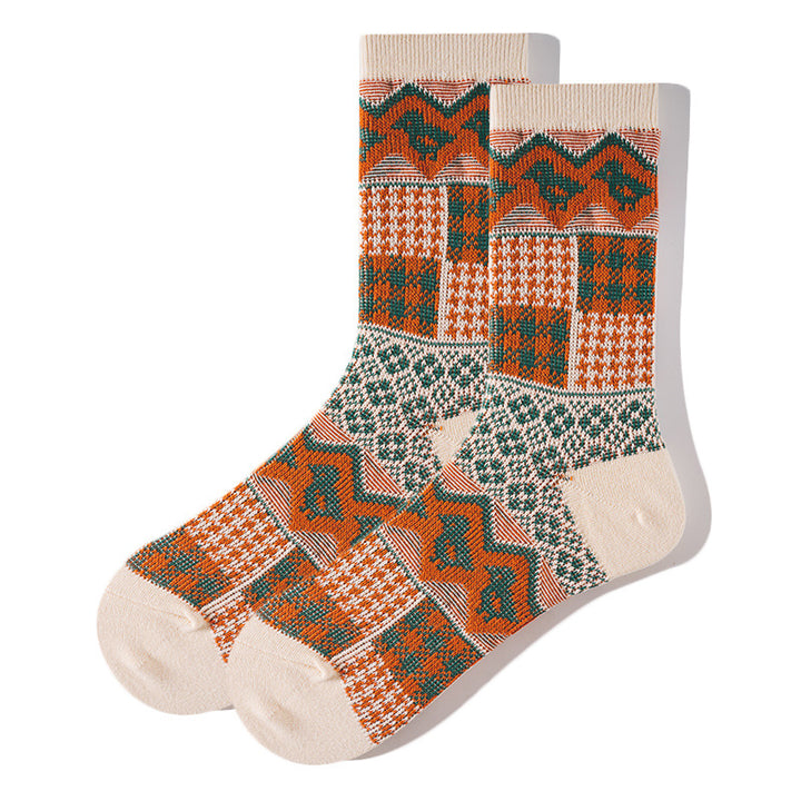Chaussettes à rayures audacieuses de style ethnique rétro pour hommes